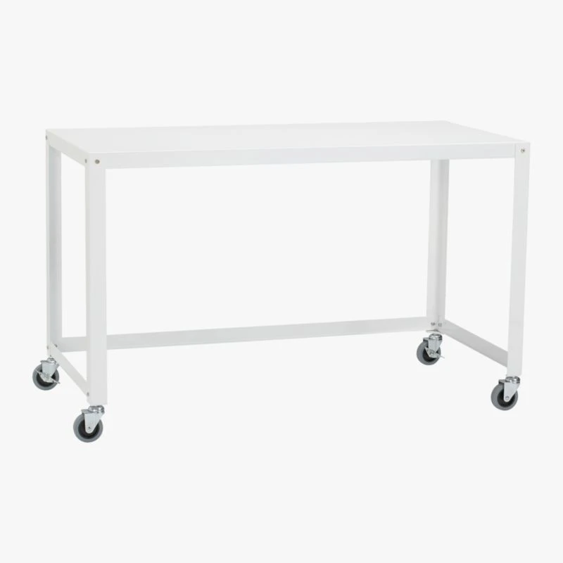 Go-Cart White Metal Desk On Wheels 4 Go-Cart White Metal Desk On Wheels - Image 4