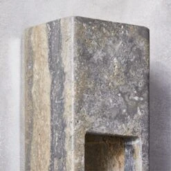 Graziano Indoor/Outdoor Dark Grey Travertine Wall Sconce -Cb2 Sales 2024 GrazianoGryTrvrtnWllScncAV2SHF23