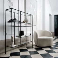 Euclidean Black Metal Etagere -Cb2 Sales 2024 GwynethIvoryBoucleChairJN21 1x1