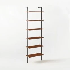 Helix Walnut Wood Wall Mount Bookshelf 96'' 17 Helix Walnut Wood Wall Mount Bookshelf 96'' -Cb2 Sales 2024 Helix96inWalnutBookcase3QSSS21
