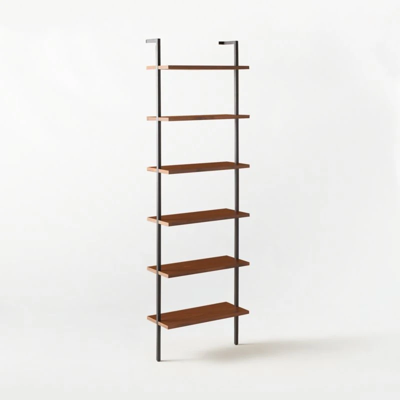 Helix Walnut Wood Wall Mount Bookshelf 96'' 8 Helix Walnut Wood Wall Mount Bookshelf 96'' - Image 8