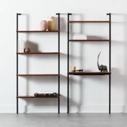 Helix Walnut Wood Wall Mount Desk With Shelves 70'' -Cb2 Sales 2024 HelixShortBookcaseNDeskFHS20 1x1