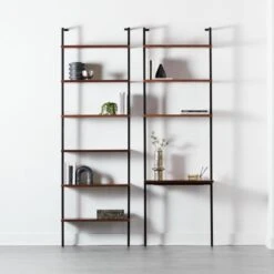 Helix Walnut Wood Wall Mount Desk With Shelves 96'' -Cb2 Sales 2024 HelixTallBookcaseNDeskFHS20 1x1