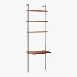 Helix Walnut Wood Wall Mount Desk With Shelves 96'' -Cb2 Sales 2024 HelixTallDeskWalnut3QS20