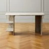 Hera Torrento Brown Marble Desk With Shelves