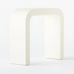 Horseshoe Ivory Lacquered Linen Console Table 36'' -Cb2 Sales 2024 Horseshoe36inIvryLqdLnCnlTb3QF20