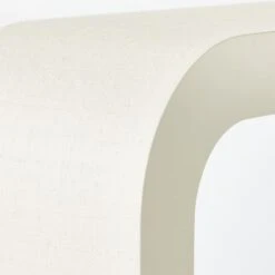 Horseshoe Ivory Lacquered Linen Console Table 36'' -Cb2 Sales 2024 Horseshoe36inIvryLqdLnCnlTbAVF20