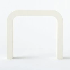 Horseshoe Ivory Lacquered Linen Console Table 36'' -Cb2 Sales 2024 Horseshoe36inIvryLqdLnCnlTbSOF20