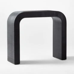 Horseshoe Black Lacquered Linen 36" Console Table 7 Horseshoe Black Lacquered Linen 36" Console Table -Cb2 Sales 2024 HorseshoeBkLqdLn36inCnsl3QSSF21