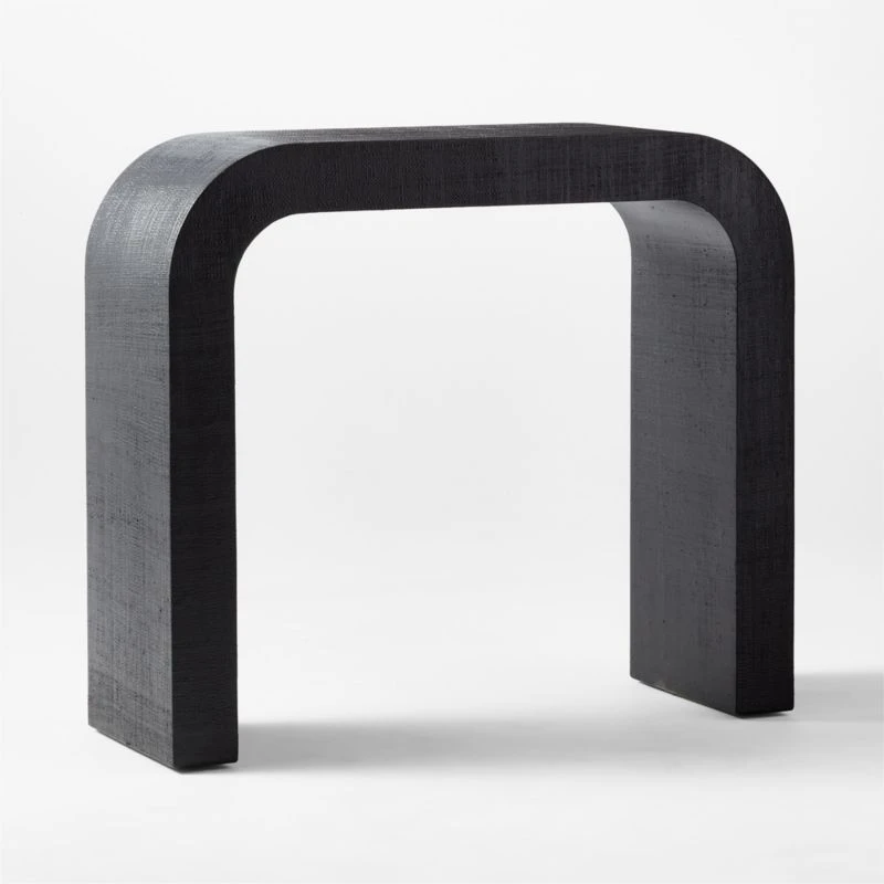 Horseshoe Black Lacquered Linen 36" Console Table 3 Horseshoe Black Lacquered Linen 36" Console Table - Image 3