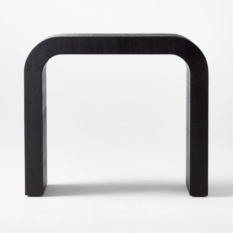 Horseshoe Black Lacquered Linen 36" Console Table 2 Horseshoe Black Lacquered Linen 36" Console Table - Image 2