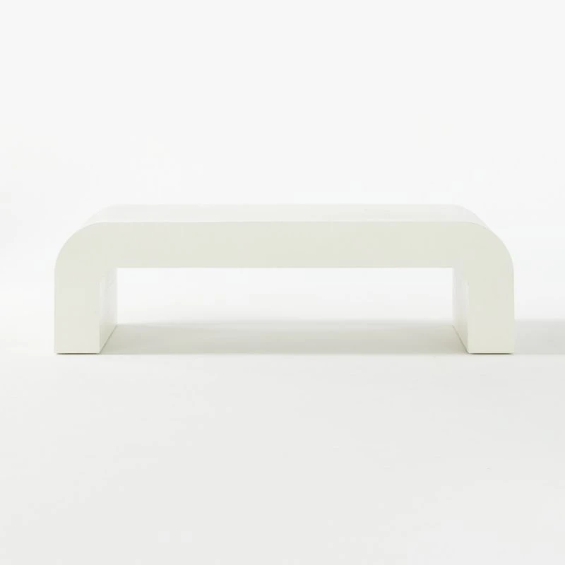 Horseshoe Ivory Lacquered Linen 60" Coffee Table 3 Horseshoe Ivory Lacquered Linen 60" Coffee Table - Image 3