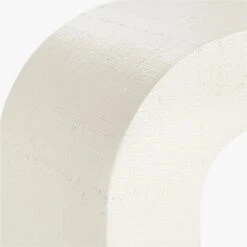 Horseshoe Ivory Lacquered Linen Console Table 52'' -Cb2 Sales 2024 HorseshoeIvryLqdLnCnslTblAVF19