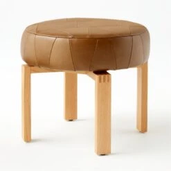 Humboldt Brown Leather Upholstered Stool -Cb2 Sales 2024 HumboldtLeatherStool3QSSS22