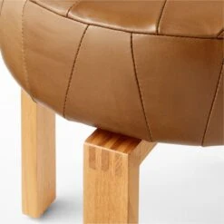 Humboldt Brown Leather Upholstered Stool -Cb2 Sales 2024 HumboldtLeatherStoolAVSSS22
