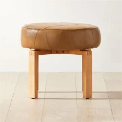 Humboldt Brown Leather Upholstered Stool