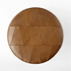 Humboldt Brown Leather Upholstered Stool -Cb2 Sales 2024 HumboldtLeatherStoolTOPSSS22