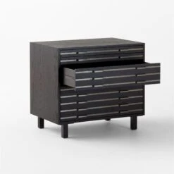 Inline Black Oak Wood 4-Drawer File Cabinet With Blackened Steel Handles -Cb2 Sales 2024 InlineBlkFilingCabinet3QAVSSF23