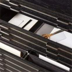 Inline Black Oak Wood 4-Drawer File Cabinet With Blackened Steel Handles -Cb2 Sales 2024 InlineBlkFilingCabinetAVSHF23