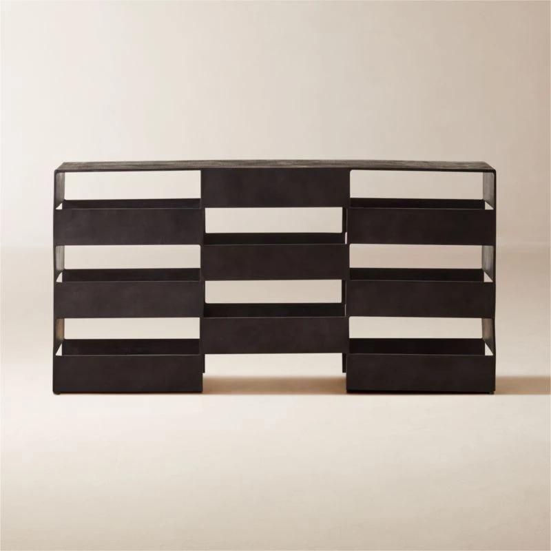 Jalousie Black Cast Aluminum Console Table 1 Jalousie Black Cast Aluminum Console Table