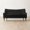 Jed Black Linen And Shearling Settee With Black Legs