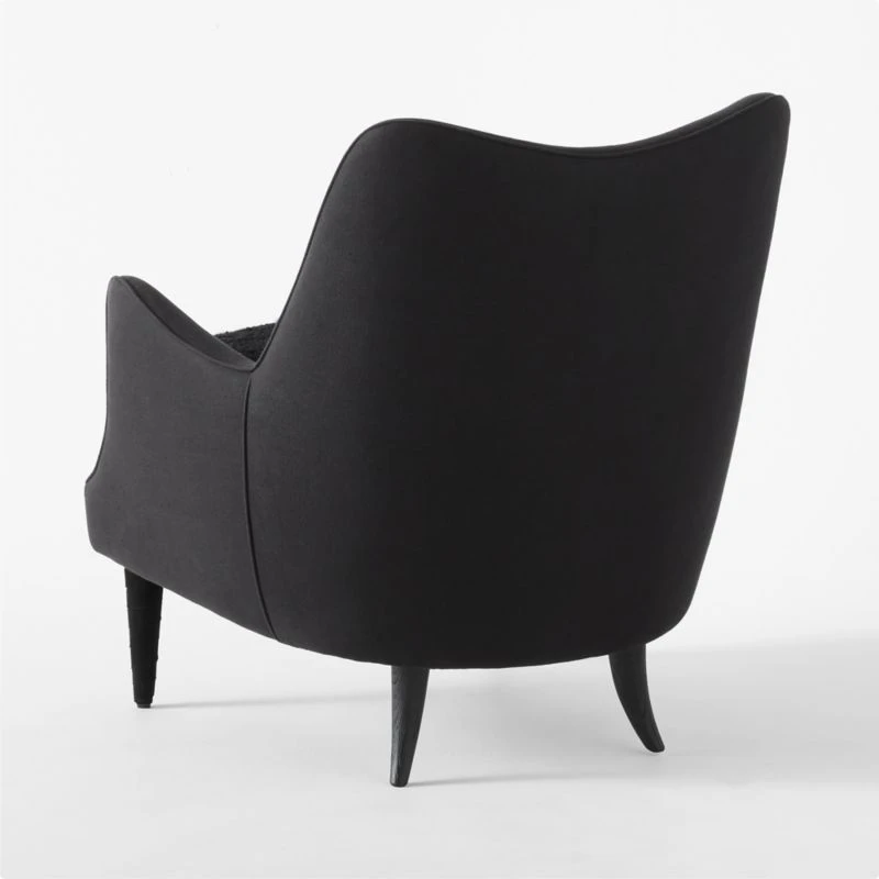 Jed Black Shearling Chair With Black Legs 7 Jed Black Shearling Chair With Black Legs - Image 7