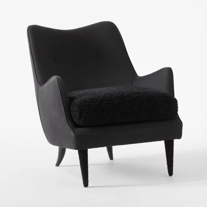 Jed Black Shearling Chair With Black Legs 5 Jed Black Shearling Chair With Black Legs - Image 5