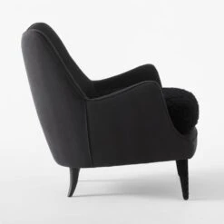 Jed Black Shearling Chair With Black Legs -Cb2 Sales 2024 JedBlkNShrlngChairSDSSS22