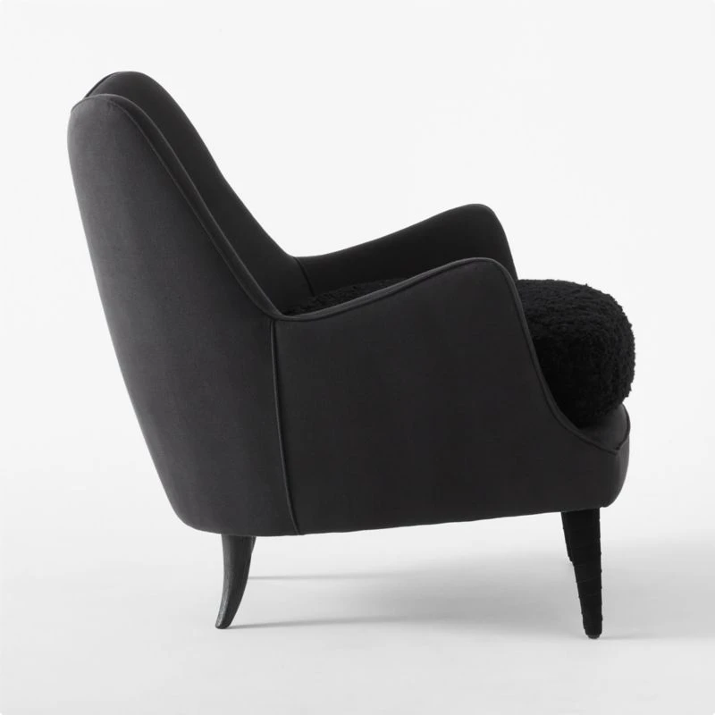 Jed Black Shearling Chair With Black Legs 6 Jed Black Shearling Chair With Black Legs - Image 6