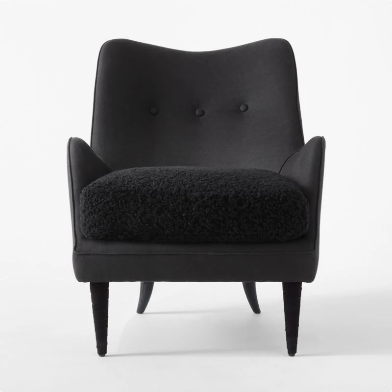 Jed Black Shearling Chair With Black Legs 4 Jed Black Shearling Chair With Black Legs - Image 4