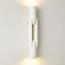 Jumeau White Concrete Wall Sconce Light -Cb2 Sales 2024 JumeauCtWhtCncrtSconceROS23
