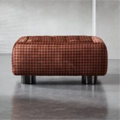 Fells Velvet Print Large Tufted Ottoman