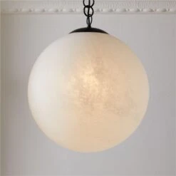Moon Globe Pendant Light With Black Chain 21" -Cb2 Sales 2024 KMMoonPendantLargeROS21