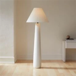 Polar White Cement Floor Lamp -Cb2 Sales 2024 KMPolarFloorLampROS21