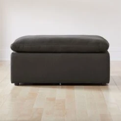 Turn Raven Black Sateen Ottoman