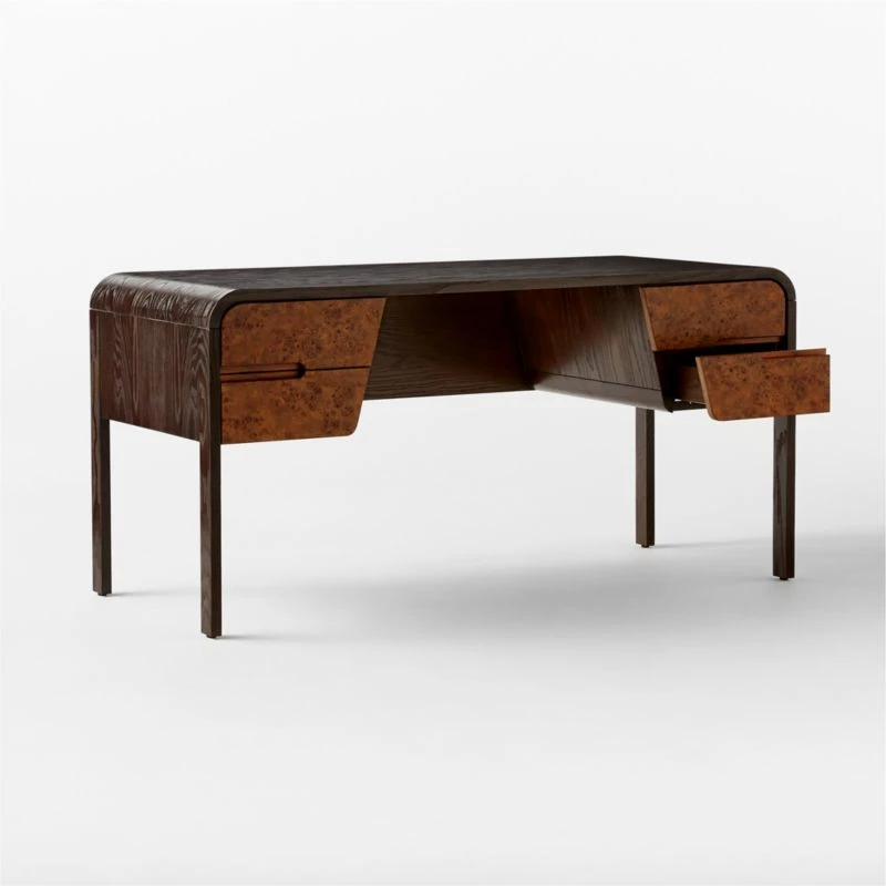 Kasen Burl Wood Executive Desk 4 Kasen Burl Wood Executive Desk - Image 4