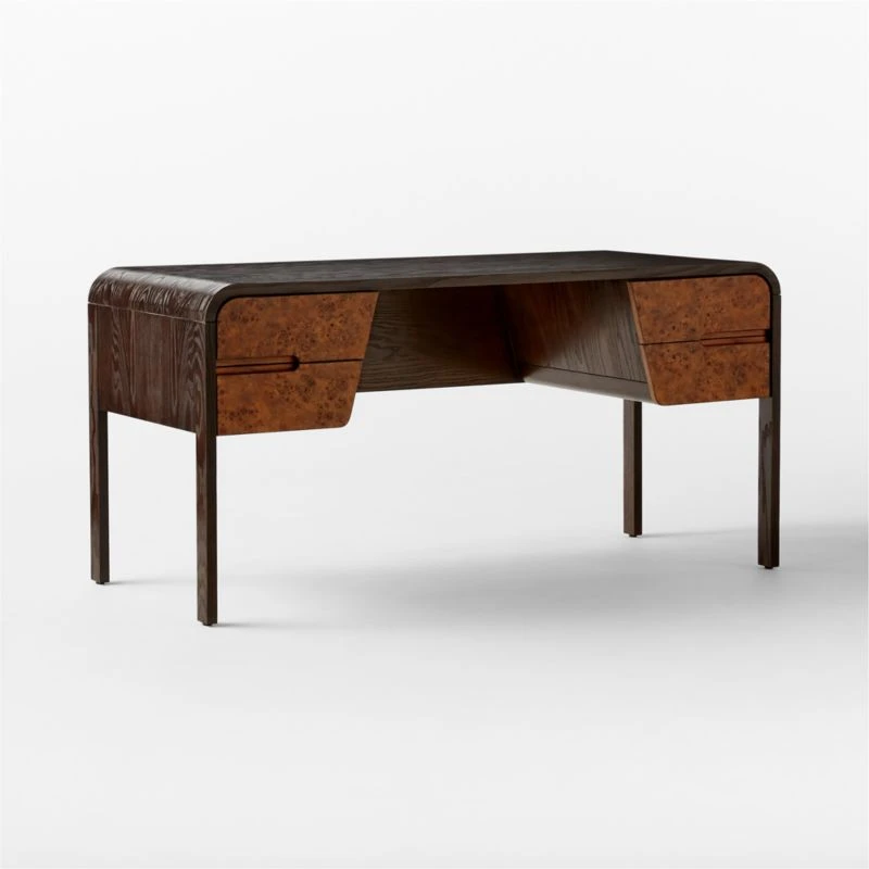 Kasen Burl Wood Executive Desk 3 Kasen Burl Wood Executive Desk - Image 3