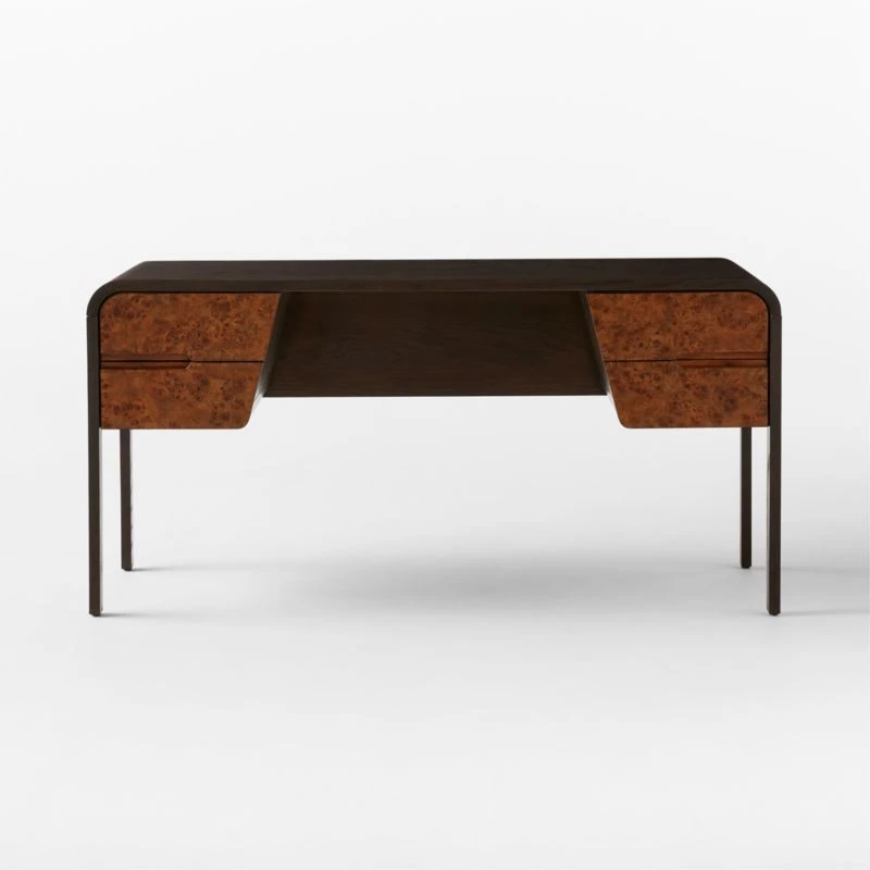 Kasen Burl Wood Executive Desk 2 Kasen Burl Wood Executive Desk - Image 2