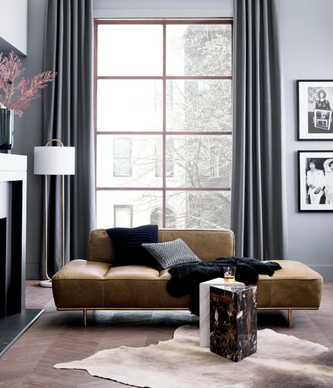 Lawndale Saddle Brown Leather Daybed With Brass Base 3 Lawndale Saddle Brown Leather Daybed With Brass Base - Image 3