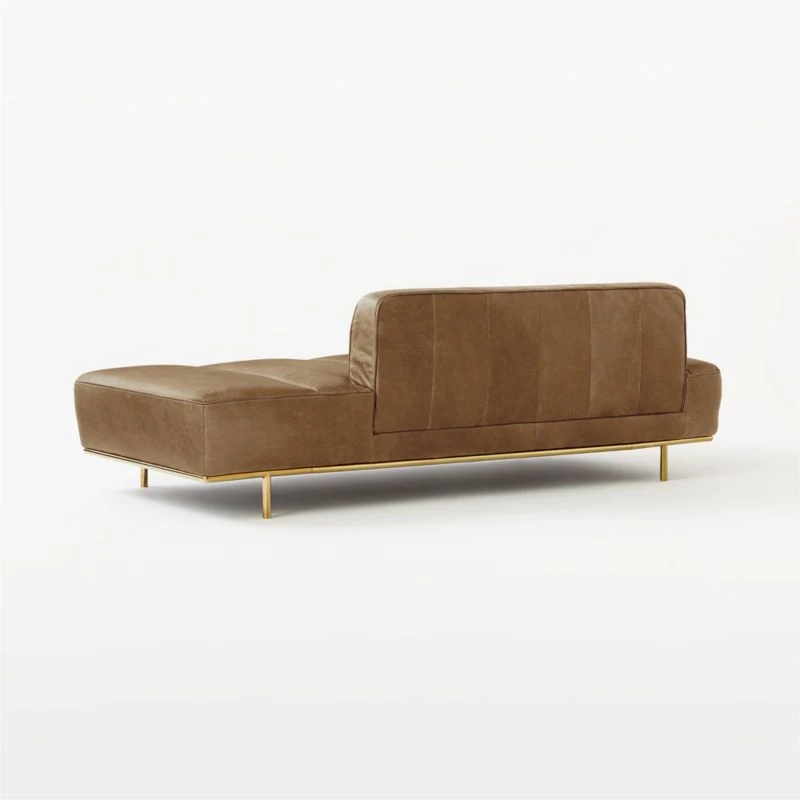Lawndale Saddle Brown Leather Daybed With Brass Base 8 Lawndale Saddle Brown Leather Daybed With Brass Base - Image 8