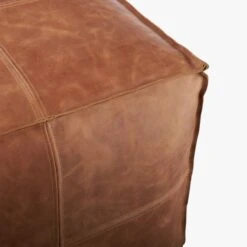 Leather Square Brown Pouf -Cb2 Sales 2024 LeatherPoufAV2F15