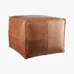 Leather Square Brown Pouf -Cb2 Sales 2024 LeatherPoufAV3F15