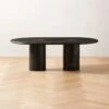 Liguria Oval Black Marble Coffee Table With Black Marble Base