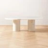 Liguria Oval White Marble Coffee Table With White Marble Base