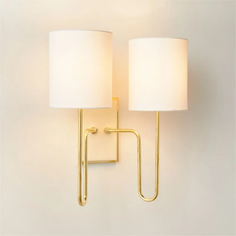 Lucerne Polished Brass Double Wall Sconce Light 2 Lucerne Polished Brass Double Wall Sconce Light - Image 2
