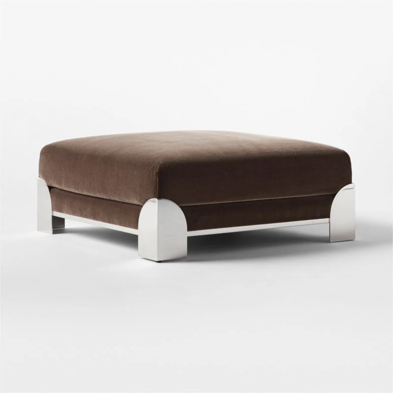 Luis Chocolate Velvet Ottoman 3 Luis Chocolate Velvet Ottoman - Image 3