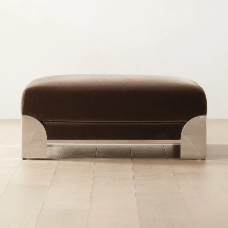 Luis Chocolate Velvet Ottoman 1 Luis Chocolate Velvet Ottoman
