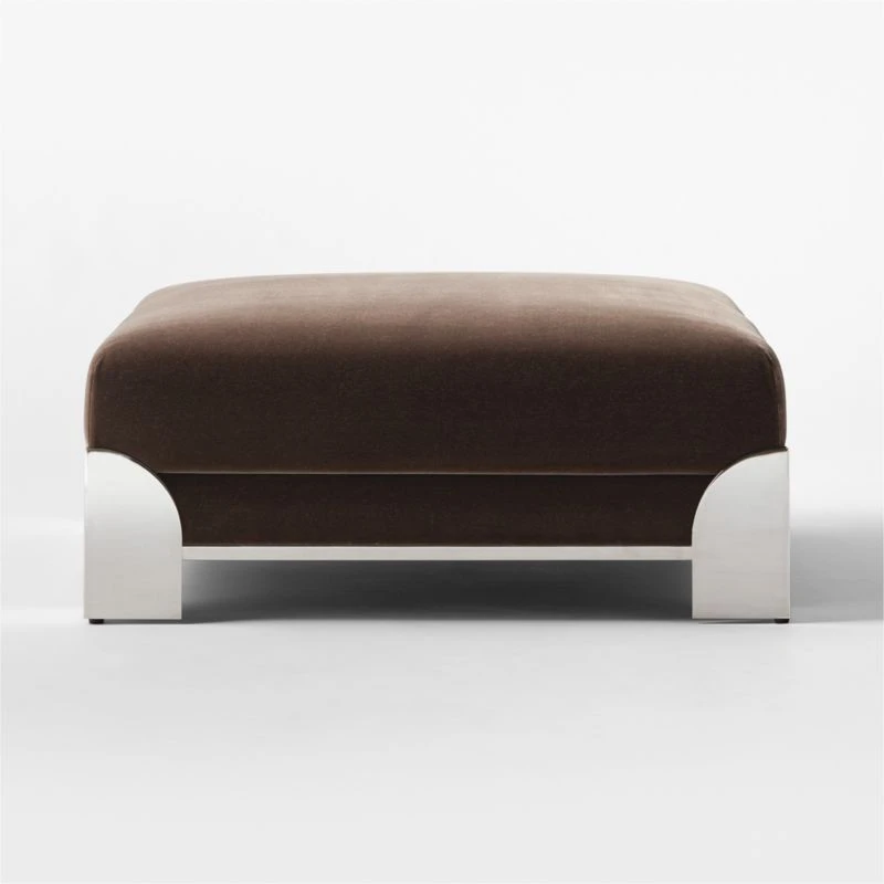 Luis Chocolate Velvet Ottoman 2 Luis Chocolate Velvet Ottoman - Image 2
