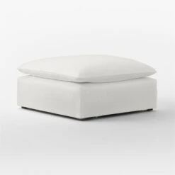 Lumin Snow White Performance Fabric Ottoman -Cb2 Sales 2024 LuminWtPrfFbcOttoman3QSSF23
