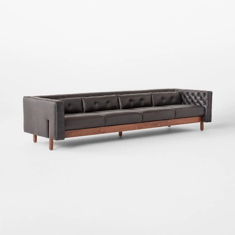 Marconi 4-Seater Tufted Black Leather Sofa 5 Marconi 4-Seater Tufted Black Leather Sofa - Image 5
